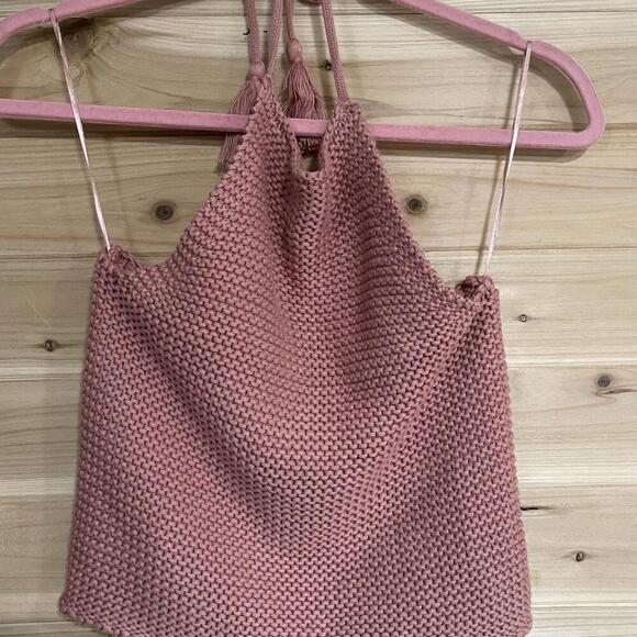 Other Tops - Pink Knit Halter Top Crochet